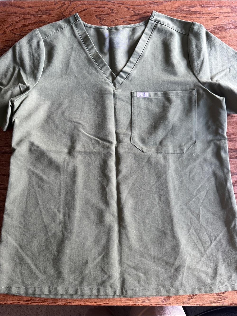 Figs Olive Green V-Neck Medical Scrub Top